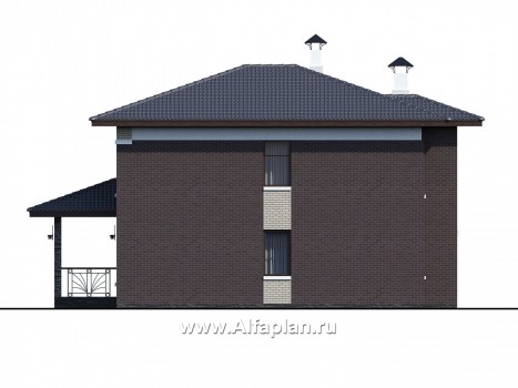 Проекты домов Альфаплан - «Маяк» - уютный дом с террасой - превью фасада №2