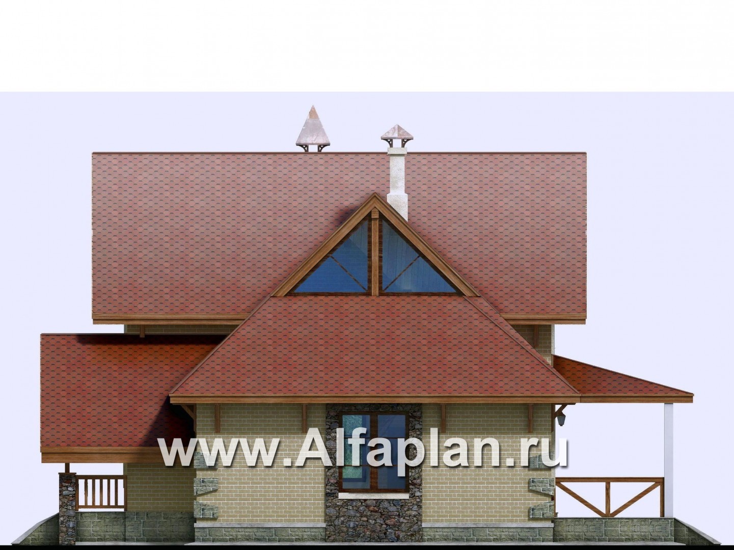 «Альпенхаус» - проект дома с мансардой, высокий потолок в гостиной, в стиле шале - фасад дома