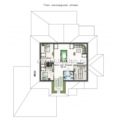 Проекты домов Альфаплан - «Демидов» - респектабельный особняк с гаражом на два автомобиля - превью плана проекта №3