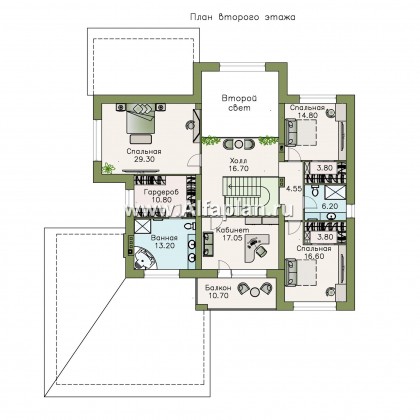 Проекты домов Альфаплан - «Неман» - загородная вилла с двусветной гостиной и большим гаражом - превью плана проекта №2