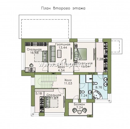 Проекты домов Альфаплан - «Прайд» - современный коттедж с остекленной верандой - превью плана проекта №3