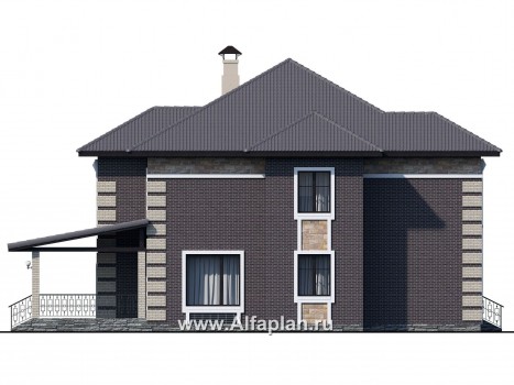 Проекты домов Альфаплан - «Двина» - элегантный особняк с симметричным фасадом - превью фасада №3