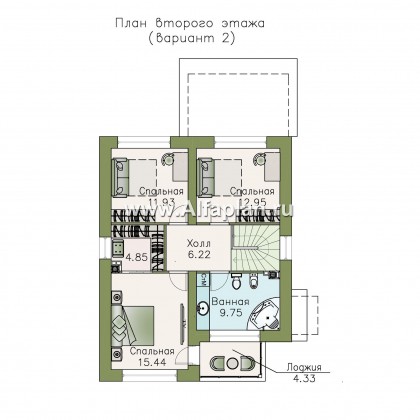 «Вламинк» - проект двухэтажного дома, с террасой, с гаражом, в современном стиле Акварель - превью план дома