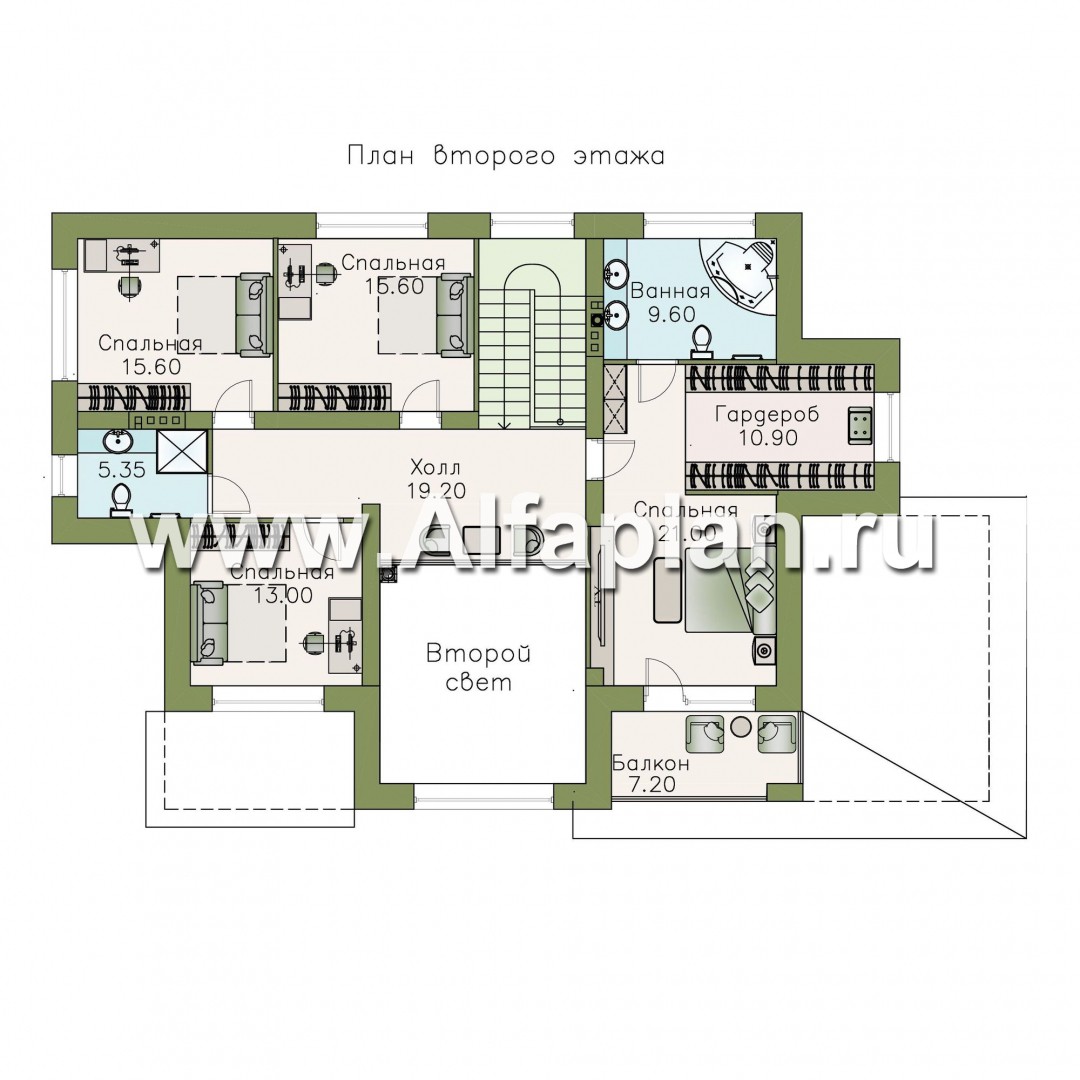 Проекты домов Альфаплан - «Арно» - классический особняк с двусветной столовой - план проекта №4