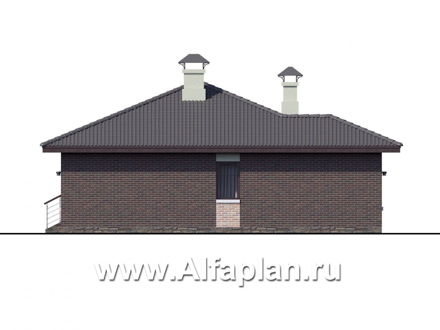 Проекты домов Альфаплан - «Онега» - проект одноэтажного дома с двумя спальнями - изображение фасада №2