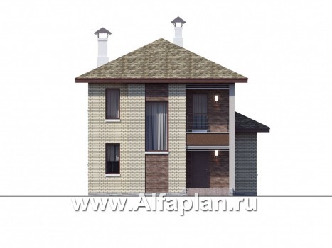Проекты домов Альфаплан - "Рациональ" - Компактный коттедж для узкого участка - превью фасада №1