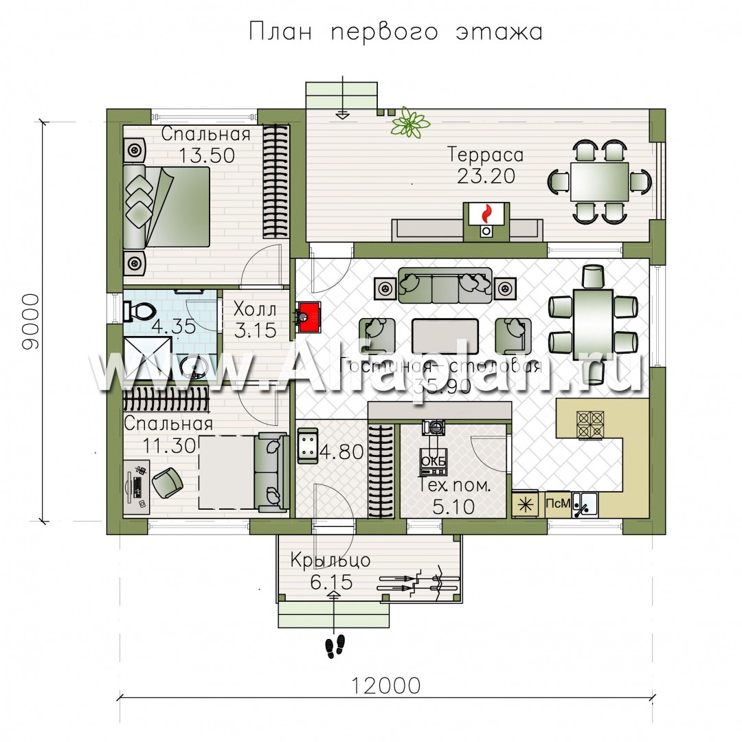 Проекты домов Альфаплан - «Зита» - загородный дом для отдыха - изображение плана проекта №1