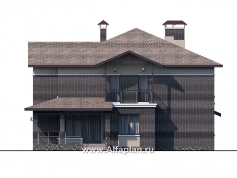Проекты домов Альфаплан - «Голицын» — особняк с двусветной гостиной и сауной - превью фасада №2