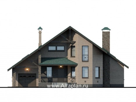 «Эгоист» - проект дома с мансардой, с эркером и с террасой, в немецком стиле - превью фасада дома