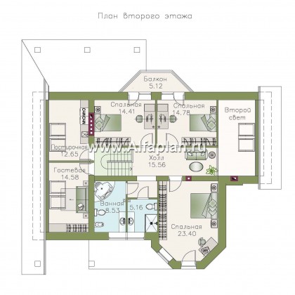 «Эгоист» - проект дома с мансардой, с эркером и с террасой, в немецком стиле - превью план дома