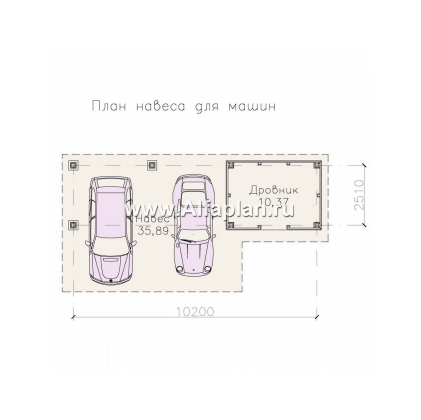 Гараж-навес на 2 авто, в современном стиле - превью план дома