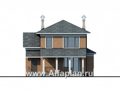Проекты домов Альфаплан - «Портал» - двухэтажный классический коттедж - превью фасада №4