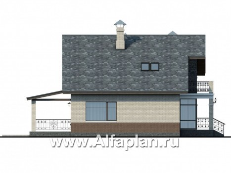 «Бергедорф» - проект дома с мансардой, с балконом и с террасой, в немецком стиле, с двускатной кровлей - превью фасада дома