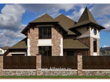 «Аскольд» - проект двухэтажного дома с террасой, планировка дома по диагонали, в стиле замка - превью дополнительного изображения №4
