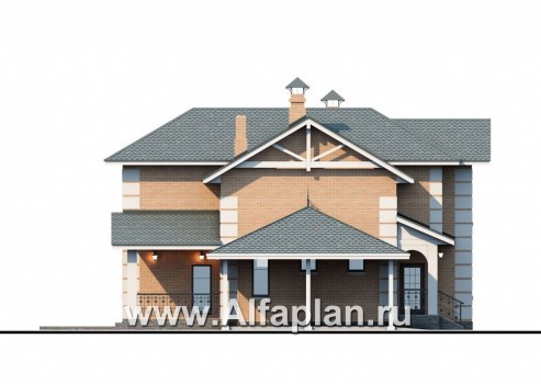 Проекты домов Альфаплан - «Потемкин» - элегантный коттедж с навесом для машин - превью фасада №3