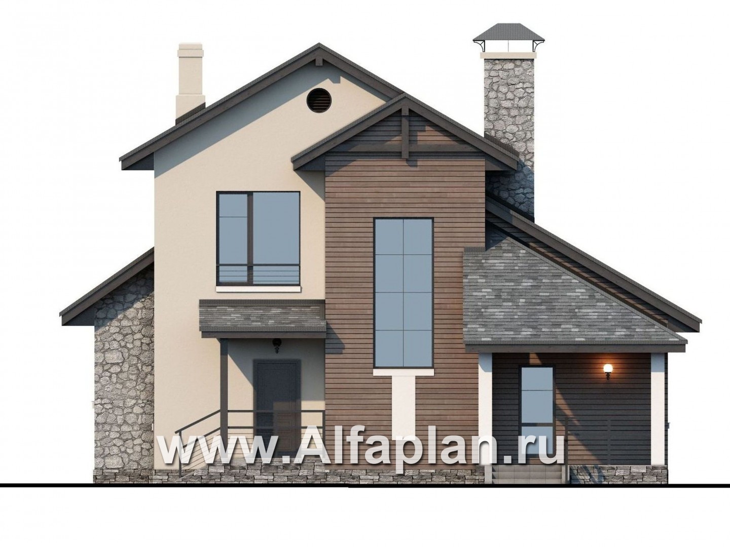 Проекты домов Альфаплан - Современный кирпичный дом «Прагма» - изображение фасада №4