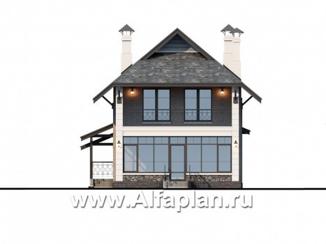 Проекты домов Альфаплан - «Одетта» - компактный дом с навесом для машины - превью фасада №4