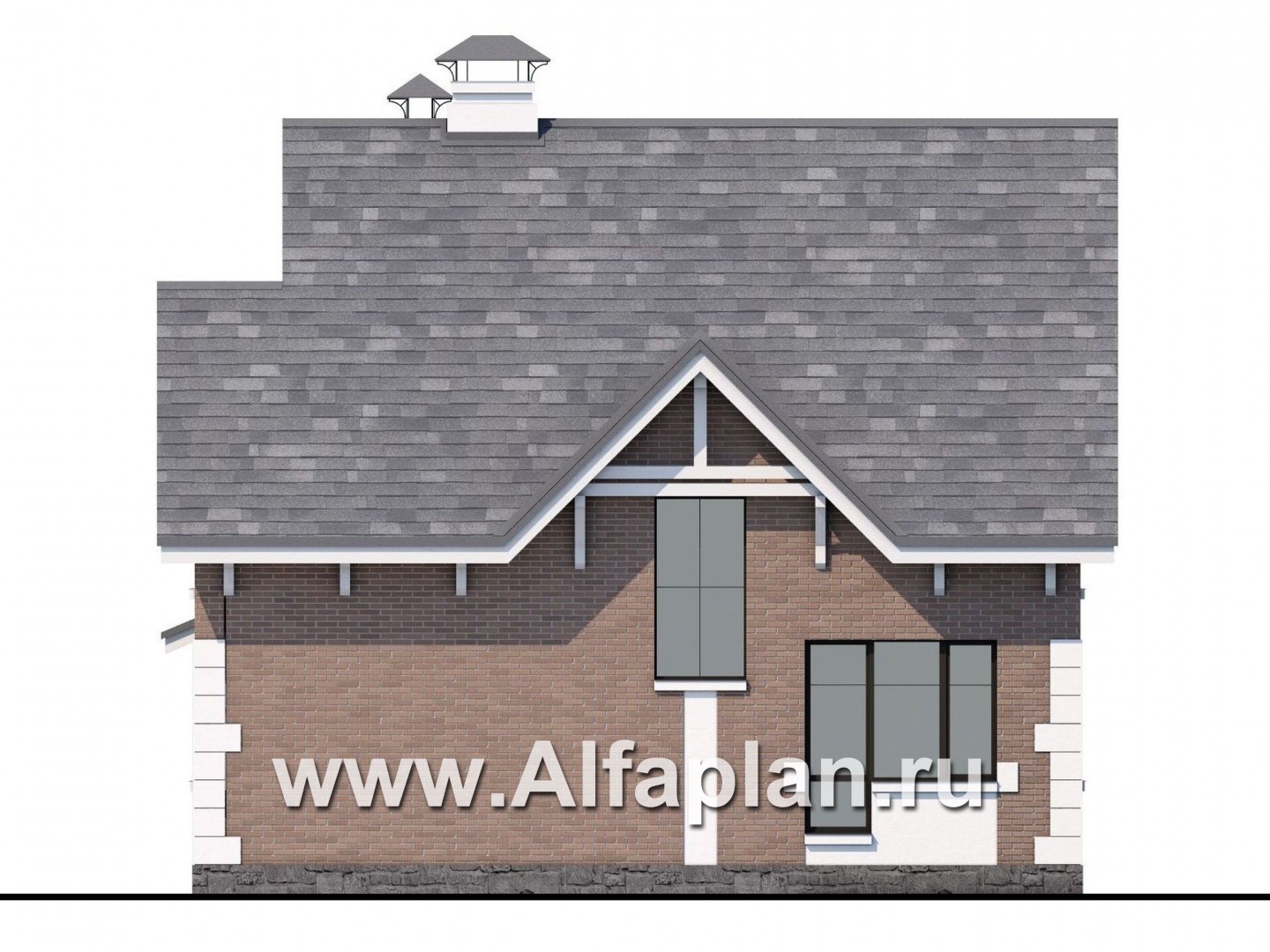 Проекты домов Альфаплан - Кирпичный дом «Боспор» с мансардой - изображение фасада №4
