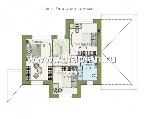 «Невский стиль» - проект двухэтажного дома из кирпича, с гаражом на 1 авто, в стиле эклектика - превью план дома