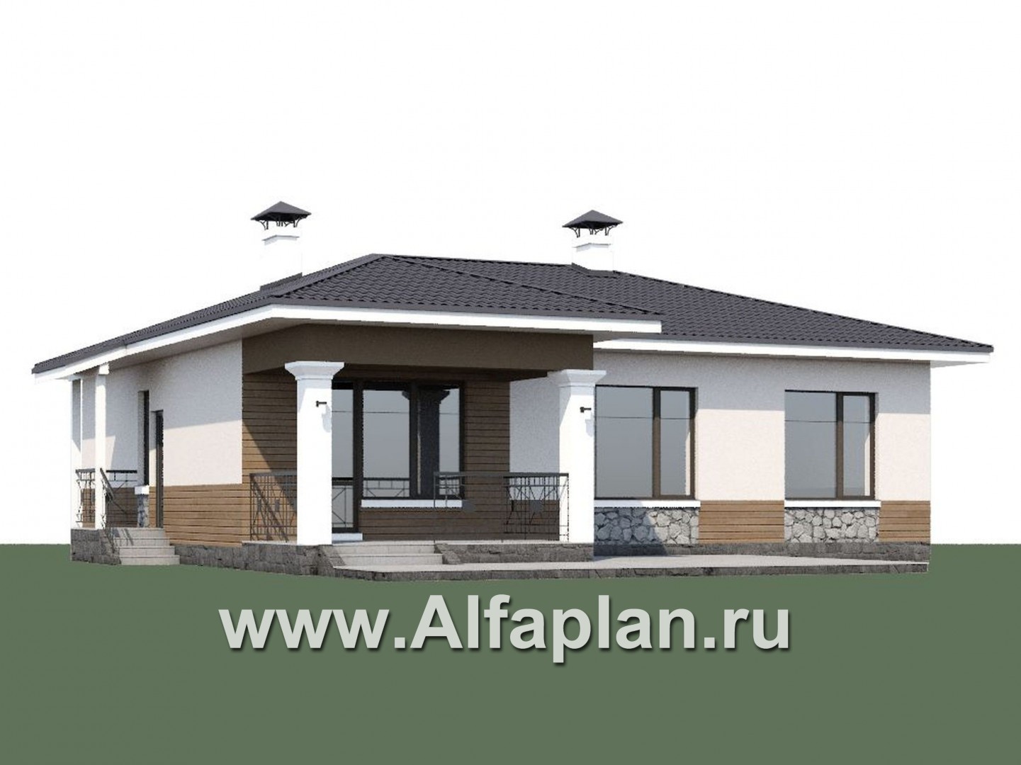 Проекты домов Альфаплан - "Новый свет" - проект одноэтажного дома для небольшой семьи - дополнительное изображение №1