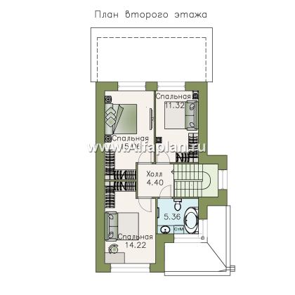 Проекты домов Альфаплан - «Арс» - дом с плоской кровлей для узкого участка - превью плана проекта №2