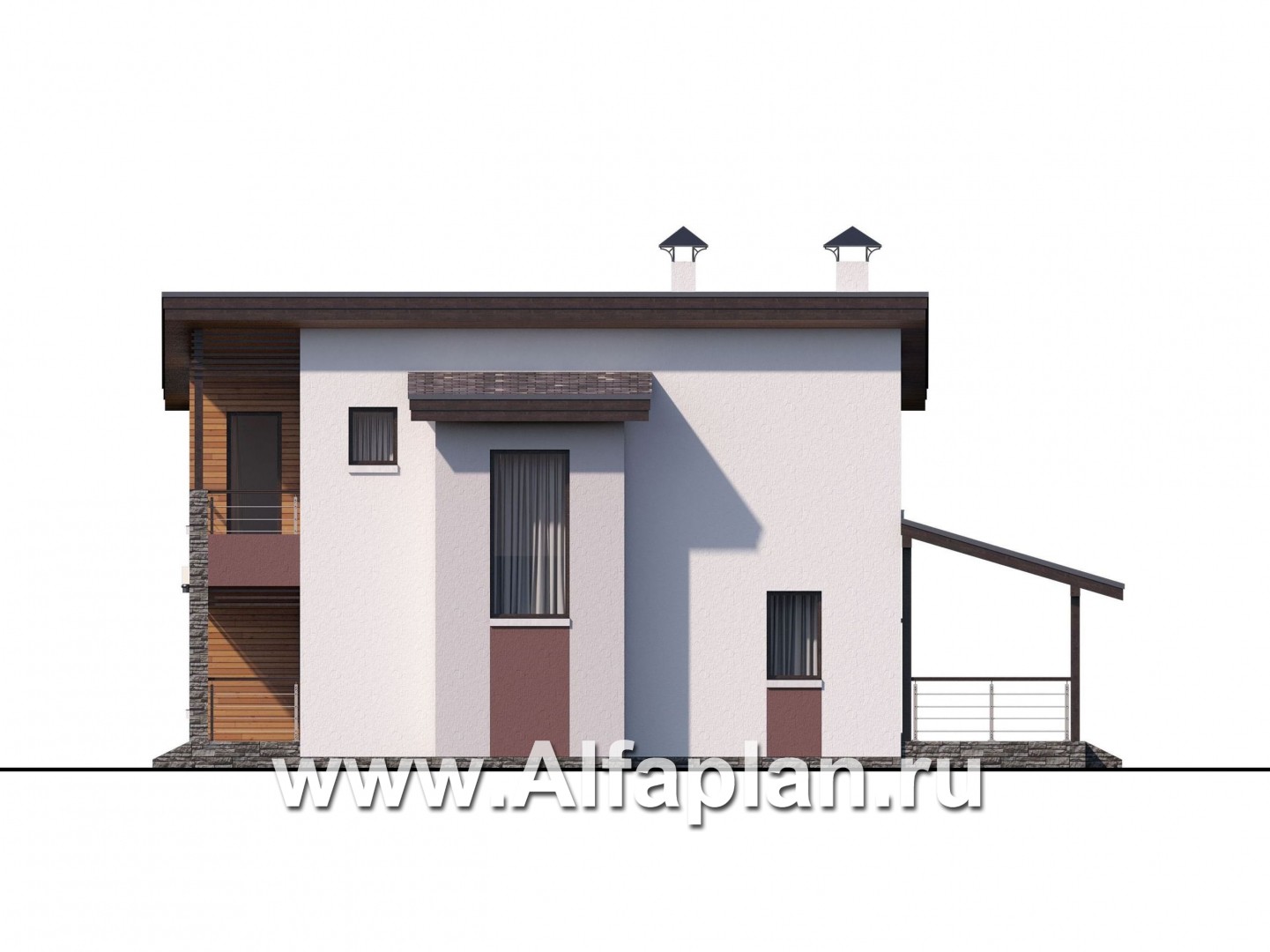 Проекты домов Альфаплан - «Арс» - дом с односкатной кровлей для узкого участка - изображение фасада №2