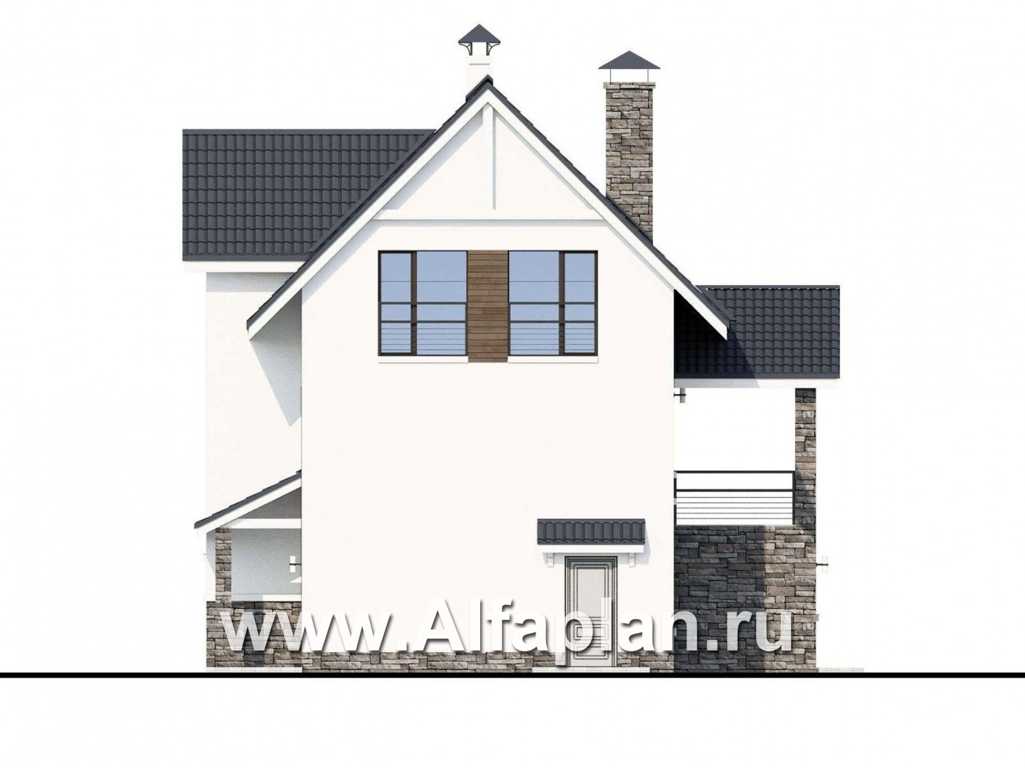 Проекты домов Альфаплан - «Альпина» - трехэтажный коттедж с гаражом для маленького участка - изображение фасада №2