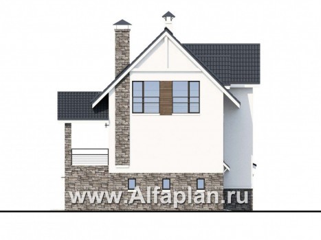 Проекты домов Альфаплан - «Альпина» - трехэтажный коттедж с гаражом для маленького участка - превью фасада №3