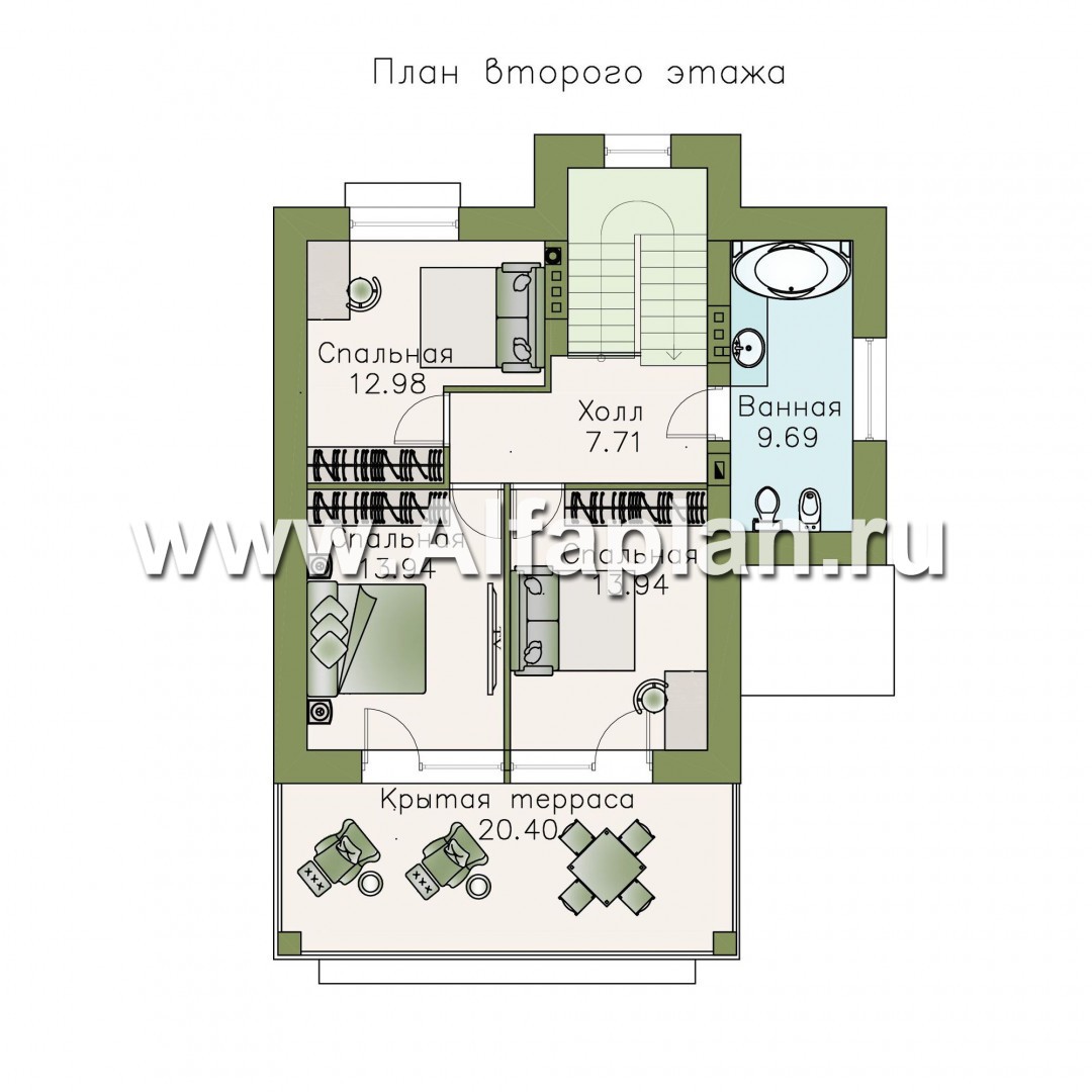 Проекты домов Альфаплан - «Фея снов» - трехэтажный дом с гаражом, террасой и лоджией - изображение плана проекта №3