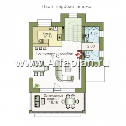 Проекты домов Альфаплан - «Фея снов» - трехэтажный дом с гаражом, террасой и лоджией - превью плана проекта №2