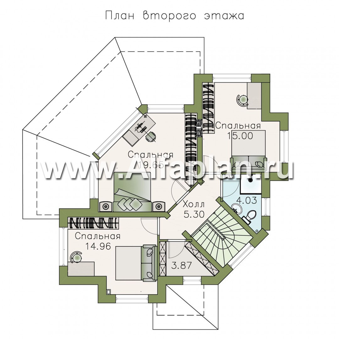 Проекты домов Альфаплан - NotaBene - компактный проект с оригинальным планом - изображение плана проекта №2