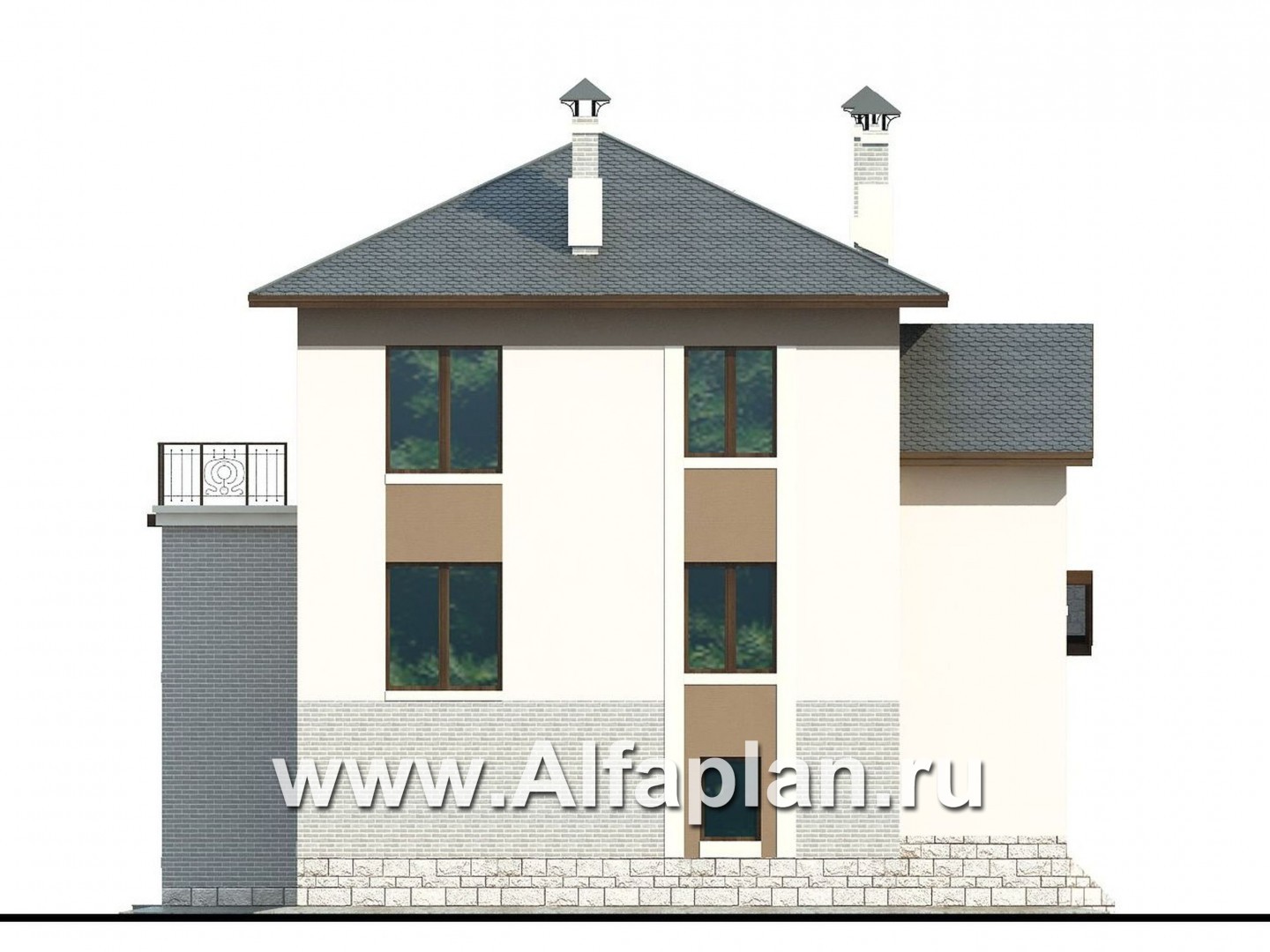 Проекты домов Альфаплан - «Юсупов» - особняк с просторной гостиной - изображение фасада №4