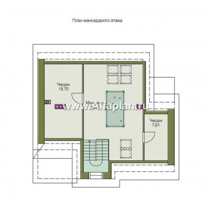 Проекты домов Альфаплан - «Дипломат» - загородный дом с бильярдной - превью плана проекта №3