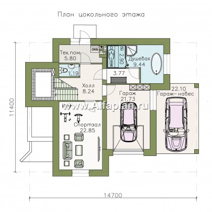 Проекты домов Альфаплан - Дом из газобетона «Аура» в современном стиле - превью плана проекта №1