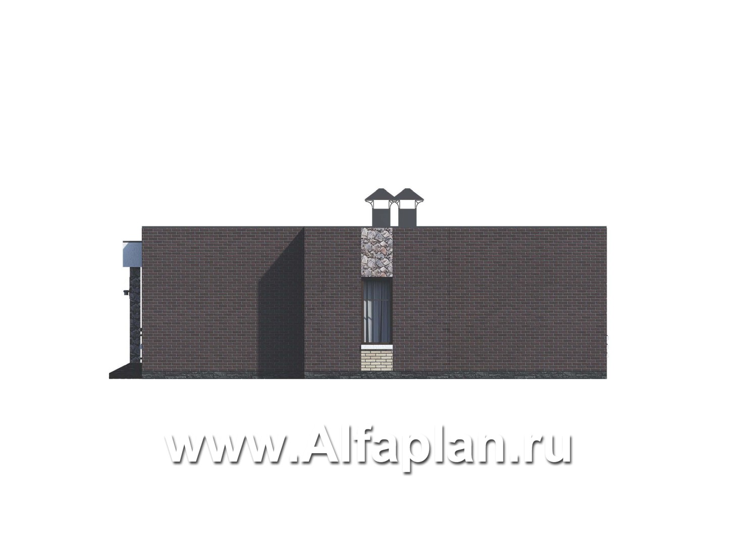Проекты домов Альфаплан - «Риверсайд» - стильный одноэтажный коттедж с мастер-спальней - изображение фасада №2