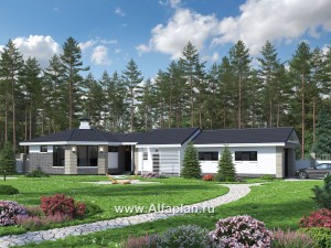 Проекты домов Альфаплан - Баня 263С с длинным гаражом 264Р - превью основного изображения