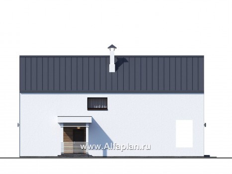 «Барн» - проект дома с мансардой, современный стиль барнхаус, с сауной, террасой и балконом - превью фасада дома