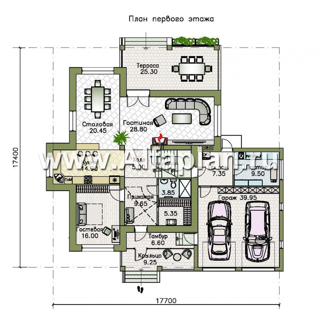 «Монтекки» - проект двухэтажного дома, с террасой и гаражом на 2 авто, в немецком стиле, баварская кладка - план дома
