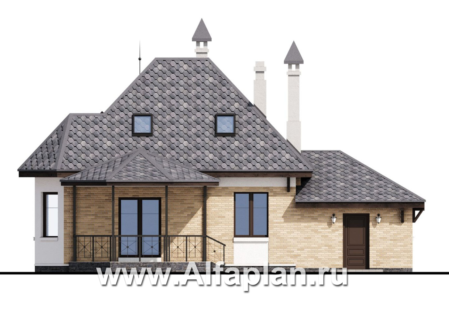 Проекты домов Альфаплан - «Душечка» - небольшой дом - и гаражом - изображение фасада №4