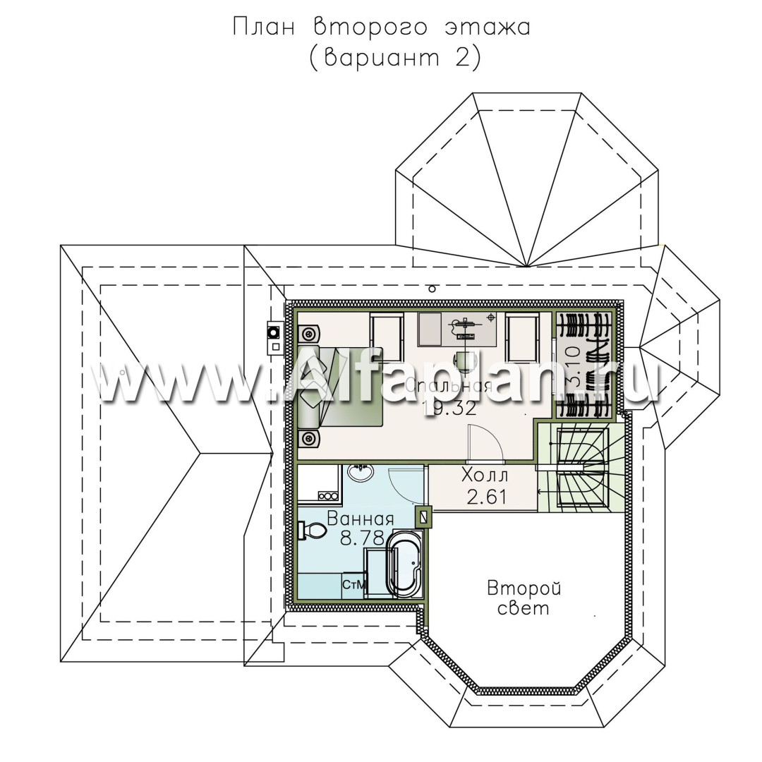 Проекты домов Альфаплан - «Душечка» - небольшой дом - и гаражом - план проекта №3