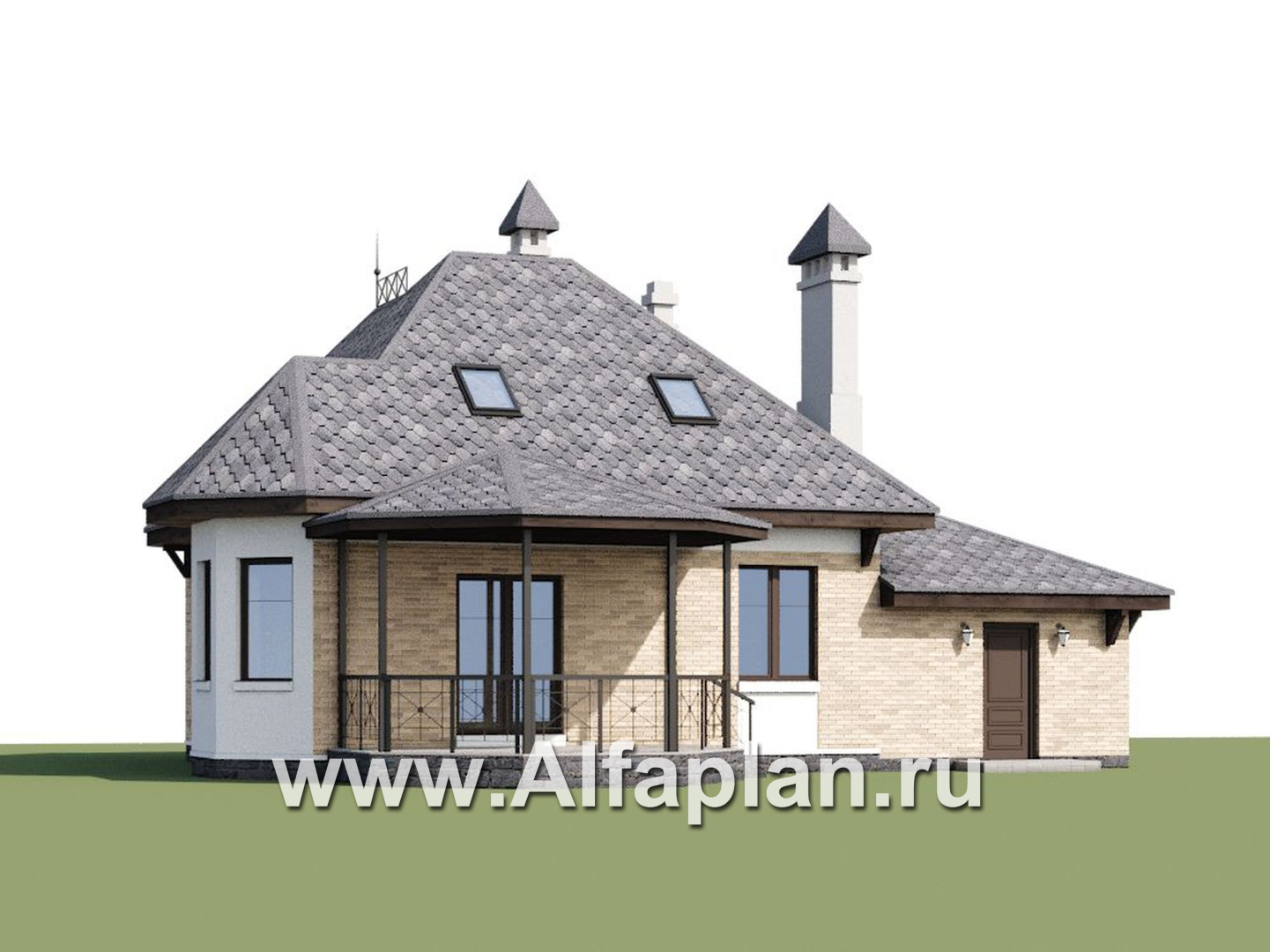 Проекты домов Альфаплан - «Душечка» - небольшой дом - и гаражом - дополнительное изображение №1