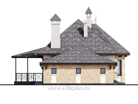 Проекты домов Альфаплан - «Душечка» - небольшой дом с мансардой и гаражом - превью фасада №3