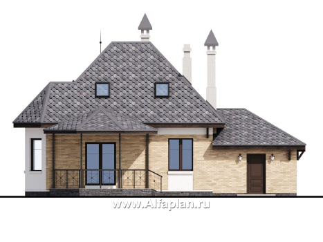 Проекты домов Альфаплан - «Душечка» - небольшой дом - и гаражом - превью фасада №4