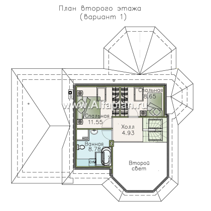 Проекты домов Альфаплан - «Душечка» - небольшой дом - и гаражом - превью плана проекта №2