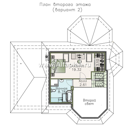 Проекты домов Альфаплан - «Душечка» - небольшой дом - и гаражом - превью плана проекта №3