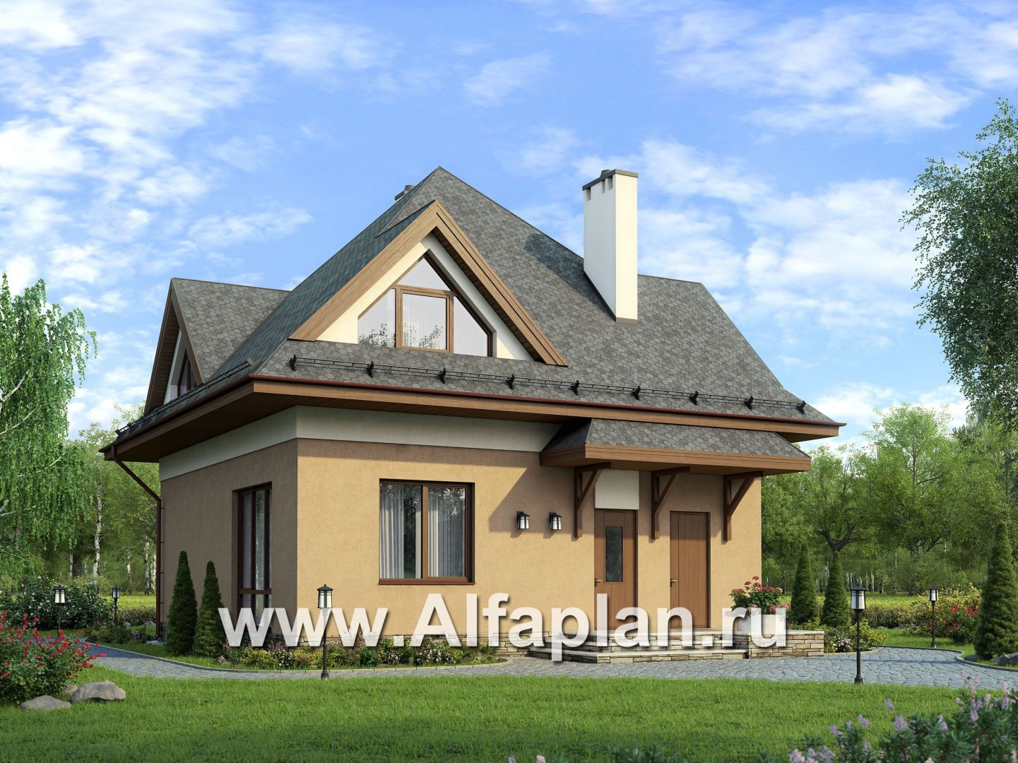 Проекты домов Альфаплан - Проект экономичного дома с компактным планом - основное изображение