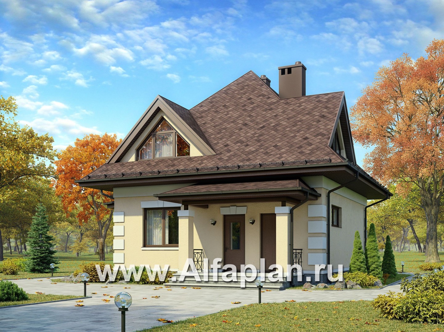 Проекты домов Альфаплан - Проект компактного мансардного дома из газобетона - дополнительное изображение №1