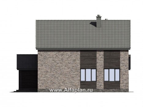 Проекты домов Альфаплан - Проект двухэтажного загородного дома с гаражом - превью фасада №2