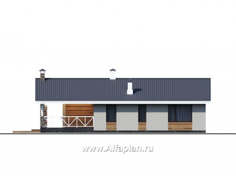 Проекты домов Альфаплан - «Мелета» - уютный одноэтажный дом с террасой - превью фасада №2