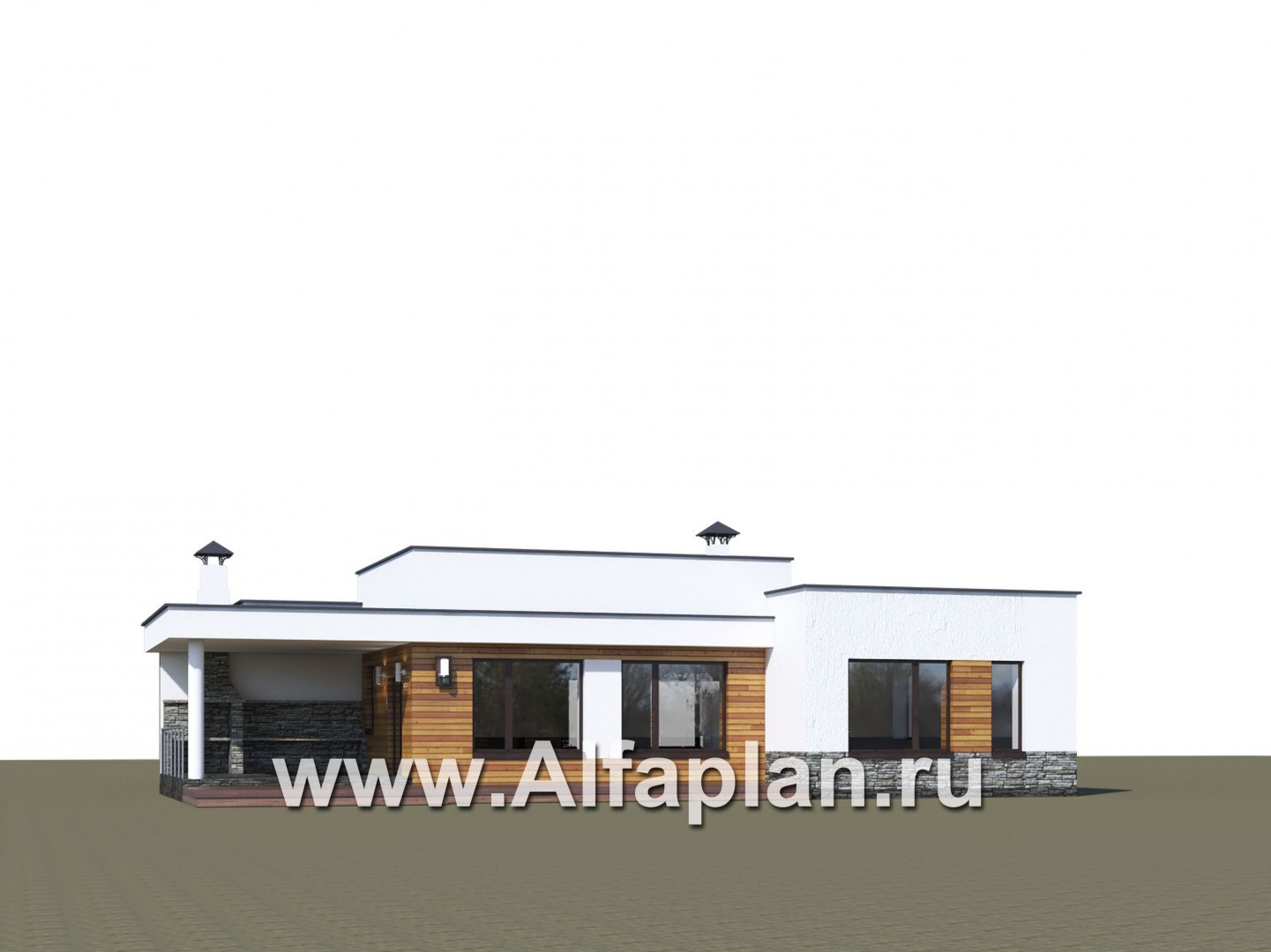 Проекты домов Альфаплан - «Мадейра» - стильный одноэтажный дом с плоской кровлей - дополнительное изображение №2